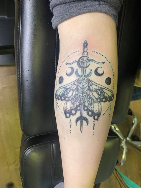 Moth And Dagger Tattoo, Moth Dagger Tattoo, Best Cover Up Tattoos, Moth Tattoo, Dagger Tattoo, Sternum Tattoo, Stick And Poke, Cover Up Tattoo, Tattoo Inspo