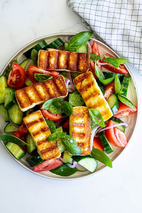 Haloumi Salad Ideas, Halloumi Cheese, Hallumi Recipes Salad, Salad Recipes With Haloumi, Halloumi Recipes, Grilled Halloumi Recipes, Halloumi Arugula Salad, Grilled Halloumi Salad, Cooking Halloumi