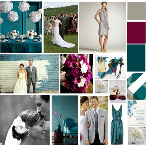 Burgandy & Teal Wedding Party Dark Teal Wedding, Teal Wedding Theme, Dark Teal Weddings, Teal Wedding Colors, Burgundy Wedding Colors, Bling Wedding Dress, Maroon Wedding, Jewel Tone Wedding, Organza Wedding