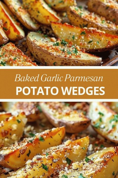 Baked Garlic Parmesan Potato Wedges Baking Potato Recipes, Garden Potatoes Recipes, Baked Potatoes In Oven, Crispy Wedges, Baked Garlic Parmesan Potato Wedges, Potatoe Wedges, Garlic Parmesan Potato Wedges, Potatoes Wedges, Russet Potato Recipes