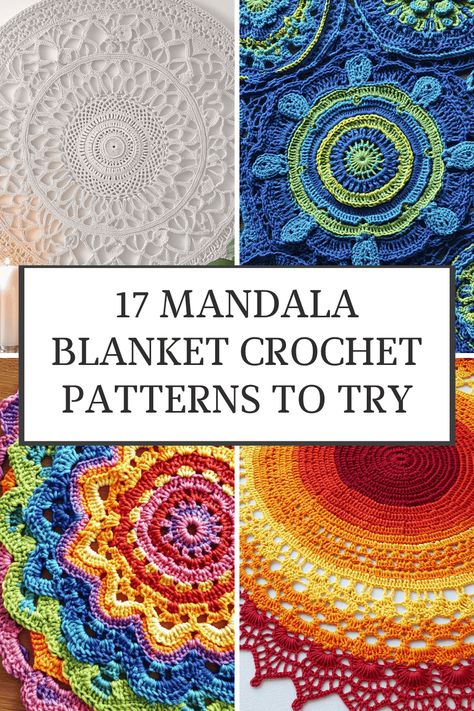 17 Mandala Blanket Crochet Patterns for a Beautiful Home Circle Baby Blanket Crochet Free Pattern, Indigenous Crochet Patterns, Crochet Blanket Patterns Mandala, Sugar Wheel Crochet Patterns, Large Crochet Mandala Pattern Free, Fun Crochet Blanket Patterns, Lion Brand Mandala Bonus Bundle Patterns, Mandela Crochet Blanket Free Pattern, Mandala Madness Crochet