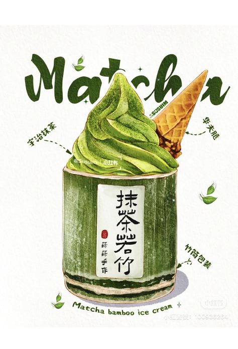 Ice Graphic Design, Matcha Dessert, Green Icons, Favorite Wallpaper, Food Drawings, Food Sketch, Japanese Matcha, Shaved Ice, Japan Design