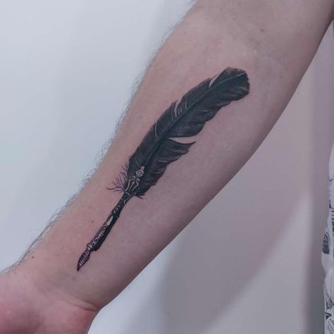 Quill tattoo ideal tattoo for writer Quill Tattoos For Writers, Author Tattoo Writers, Writers Tattoos, Tattoos For Writers, Writer Tattoo Ideas, Writer Tattoos, Quill Pen Tattoo, Writer Tattoo, Quill Tattoo