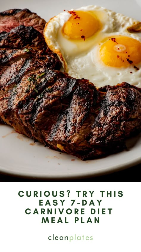 If you’ve been immersed in the food pockets of any social media platform, no doubt you’ve seen mentions of the carnivore diet. It's easy to give it a try with this simple-to-follow 7-day carnivore diet meal plan. How To Carnivore Diet, 7 Day Carnivore Diet, 7 Day Carnivore Meal Plan, Sample Carnivore Meal Plan, Dairy Free Carnivore Diet Recipes Easy, Carnivore Camping Meals, Budget Carnivore Diet, 30 Day Carnivore Meal Plan, Strict Carnivore Diet Food List