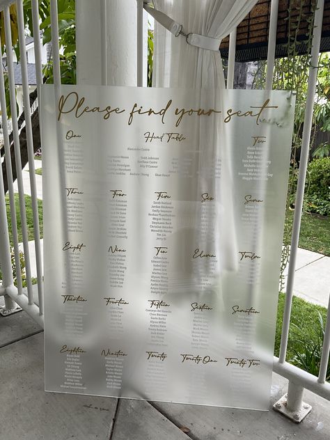 Seating Chart Acrylic, Frosted Acrylic, Head Table, Wedding Art, Seating Chart Wedding, Wedding Seating, Seating Chart, Seating Charts, Vinyl Lettering