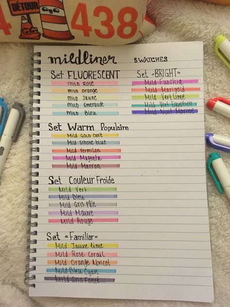 Mildliner Swatches, Mildliner Color Combos, Pen Swatches, Tv Journal, Aesthetic Pens, Bible Drawings, Pen Test, Aesthetic Writing, Stationery Obsession