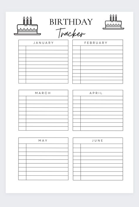 Birthday Tracker, Date Tracker,birthday Planner,birthday Recorder,printable Birthday Tracker, Birthday List Printable,birthday Reminder - Etsy | Birthday tracker, Birthday reminder, Daily planner pages Birthday Budget Planner, Tracking Sheets Printable, Birthday Tracker Printable Free, Printable Organization Sheets, Life Binder Ideas, Planner Ideas For School, Birthday List Printable, Cute Planner Template, Birthday List Template