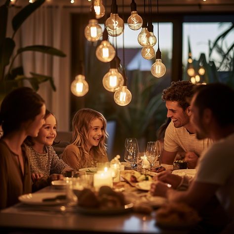 Family #DinnerTime: A #family enjoys a warm, #cozy dinner together under the glow of #stringlights #outdoors. #family #dinner #lights #evening #cozy #aiart #aiphoto #stockcake ⬇️ #Download and 📝 #Prompt 👉 https://stockcake.com/i/family-dinner-time_116634_11604 Family Dinner Photoshoot, Family Dinner Snap, Family Dinner Pictures, Happy Family Aesthetic, Family Cooking Together, Family Having Dinner, Dinner Lights, Large Family Dinner, Xmas Dinner Table