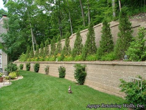 Unlevel Yard Landscaping, Tiered Garden Ideas Sloped Yard Retaining Walls, Large Retaining Wall, Retaining Wall Landscape, Terrace Photo, Backyard Hill Landscaping, Backyard Retaining Walls, Retaining Wall Design, Landscaping On A Hill