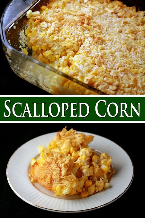 Scalloped Corn Casserole. Scallop Corn, Scalloped Corn Casserole, Scalloped Corn, Corn Casserole Recipe, Corn Casserole, Sweet Corn, Casserole Recipe, Side Dish, Corn