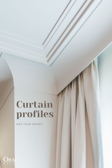 Curtain Ideas, Wall Molding, The Curtain, Cornice, Design Case, Beautiful Interiors, Ceiling Design, Moldings And Trim, House Inspiration