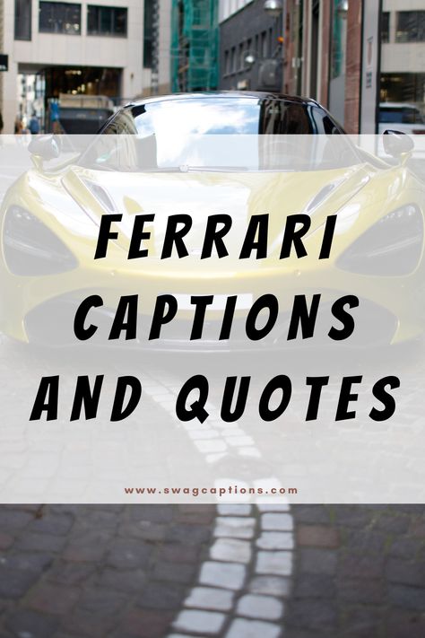 #Ferrari #FerrariLife #FerrariLove #FerrariFans #FerrariNation #FerrariClub #FerrariWorld #FerrariGram #FerrariDreams #FerrariExperience #FerrariPassion #FerrariAddict #FerrariFever #FerrariObsession #FerrariEnthusiast #FerrariFriday #FerrariWeekend #FerrariStyle #FerrariPerfection #FerrariGang #FerrariFamily #FerrariDriver #FerrariNation #FerrariLifeStyle #FerrariSuperCars Formula 1 Ferrari, Driving Quotes, Witty One Liners, Perfect Captions, New Ferrari, Instagram Games, Ferrari Car, Perfect Word, Quotes For Instagram