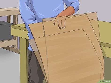 How to Bend Plywood: 10 Steps (with Pictures) - wikiHow Bend Plywood, Diy Stone Veneer, Bending Plywood, Bench Drawing, Bend Wood, Wooden Kayak, How To Bend Wood, Bent Plywood, Wood Room Divider