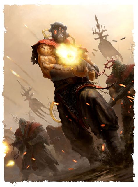 The art of Warhammer 40.000 Chaos Cultist, Traitor Guard, Warhammer 40k Rpg, Warhammer 40k Chaos, Chaos Legion, Slaves To Darkness, Warhammer Chaos, Dark Heresy, Geeky Art