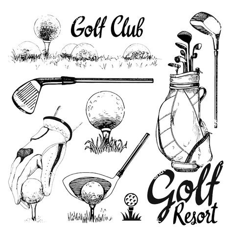 Golf Club Drawing, Vector Art Illustration, Golf Clubs, Vector Art, Illustration Art, Golf, Drawings, Design, Art