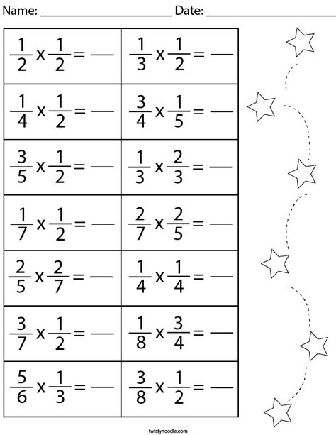 Multiplying Fractions Math Worksheet - Twisty Noodle Simple Fractions Worksheets, Multiplying Fractions Worksheets, Summer Education, Multiply Fractions, Math Worksheets For Kids, Math Fractions Worksheets, Math Multiplication Worksheets, Simple Fractions, Fractions Multiplication