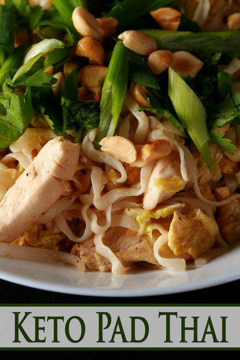 Keto Pad Thai - Low Carb Hoser Keto Pad Thai, Vietnamese Noodle Salad, Konjac Noodles, Pad Thai Sauce, Chicken Pad Thai, Thai Sauce, Pad Thai Recipe, Ingredient Substitutions, Keto Chicken