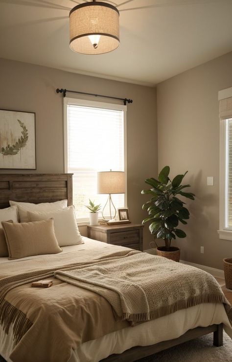 Earth Tones Bedroom Decor, Neutral Tone Bedroom, Neutral Color Bedroom, Warm Bedroom Colors, Earth Tone Bedroom, Soothing Bedroom, Neutral Interior Design, Small Bedroom Interior, Neutral Bedroom Decor