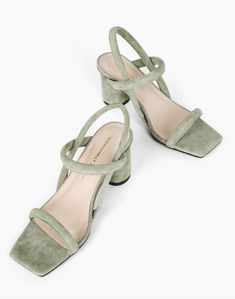 Glam Casual, Wedding Dress Suit, Intentionally Blank, Fancy Shoes, Wedding Sandals, Chunky Heels Sandals, Green Suede, Suede Shoes, Bridal Shoes