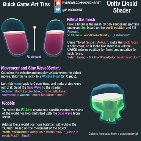 Quick Game Art Tips - Unity Liquid Shader Unity Game Development, Unity Tutorials, Minion Art, Quick Games, Game Effect, Low Poly Games, Unity Games, Hand Painted Textures, Unity 3d