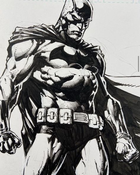 Batman Realistic Drawing, Batman Pencil Art, Batman Black And White Art, Batman Cover, Batman Ink Drawing, Sketch Board, Comic Design, David Finch, Batman Jim Lee Sketch