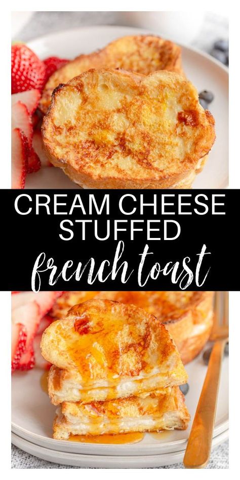 Easy Stuffed French Toast, Cream Cheese Stuffed French Toast, Oven French Toast, French Toast Sandwich, Stuffed French Toast Cream Cheese, Stuffed French Toast, French Toast Breakfast, Breakfast Recipes Sweet, Breakfast Sweets