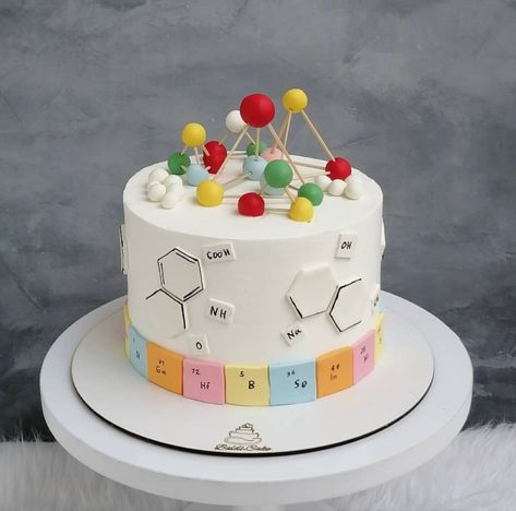 Science Bday Cake, Stem Cake Ideas, Graduation Cake Chemistry, Cake For Chemistry Teacher, Chemistry Themed Cake, Science Themed Birthday Cake, Physics Cake Ideas, Science Themed Cake, Biology Cake Ideas