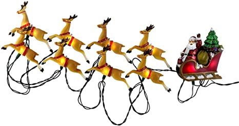 Kurt Adler 10-Light Santa Sleigh and Reindeer Light Set Santa Sleigh And Reindeer, 8 Reindeer, Sleigh And Reindeer, Reindeer Lights, Storing Christmas Decorations, Novelty Lights, Fun Christmas Decorations, Christmas Sleigh, Christmas String Lights