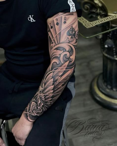 Feather Tattoo For Men, Voll Arm-tattoos, Wing Tattoo Men, Full Tattoo, Forearm Band Tattoos, Men Tattoos Arm Sleeve, Full Arm Tattoos, Cool Arm Tattoos, Cool Forearm Tattoos