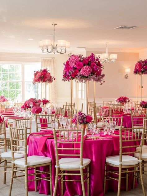 Hot Pink Quinceanera Decorations, Fuschia Quinceanera Decorations, Fuschia Gold Wedding, Fuschia Centerpieces Table Decorations, Fuschia Centerpieces, Fuchsia Pink Party Decorations, Fuschia Wedding Table Decorations, Fuschia Pink Wedding, Fuschia Table Setting