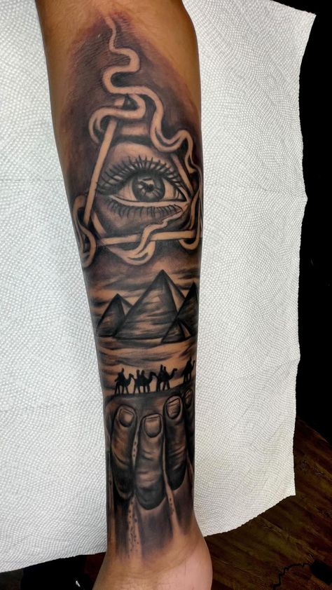 Africa Tattoos Men Sleeve, Red Tattoo Men Forearm, Spiritual Tattoos For Men Forearm, Full Calf Tattoo, Arm Tattoo Black Men, Forearm Men Tattoos, Trap Tattoos Men Forearm, Forearm Tattoo Black Men, Leg Tats For Men