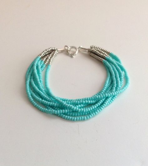 Jewerly Making, Turquoise Bead Bracelet, Seed Bead Bracelet, Bridesmaid Bracelet, Unique Bracelets, Bracelet Beaded, Seed Bead Bracelets, Diy Schmuck, Bijoux Diy