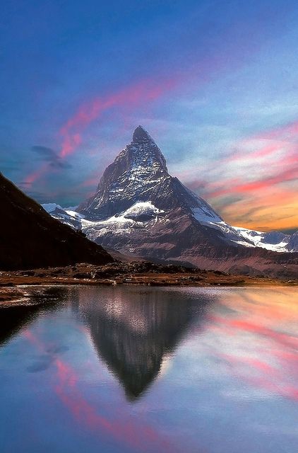 Alpine Lake Riffelsee - Zermatt, Switzerland (via il divo) Valais Switzerland, Matterhorn Switzerland, Glacier Express, Star View, Sunset View, Switzerland Travel, Zermatt, Mountain Landscape, Places Around The World