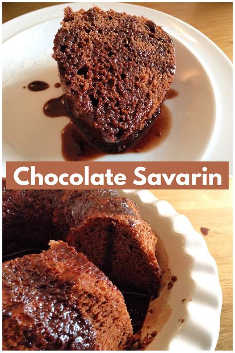 Chocolate savarin is a European yeast-leavened cake, made popular by GBBO, this chocolate savarin is drenched in chocolate syrup Yeasted Cake Recipes, Yeast Cake Recipes, Yeasted Cake, Yeast Cake, British Baking Show Recipes, British Bake Off Recipes, Baking Challenge, Recipes With Yeast, Anna Olson