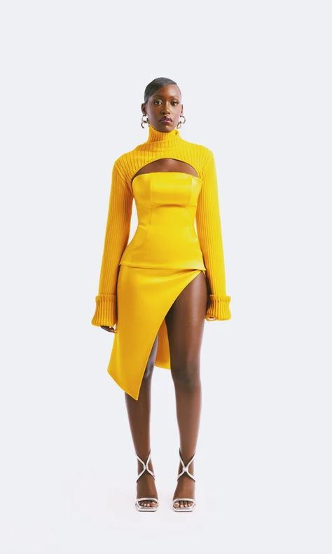 Date Night Outfit Ideas, Night Outfit Ideas, Knit Gown, Night Outfits, Mustard Yellow, Date Night Outfit, The Professional, Classy Outfits, African Fashion