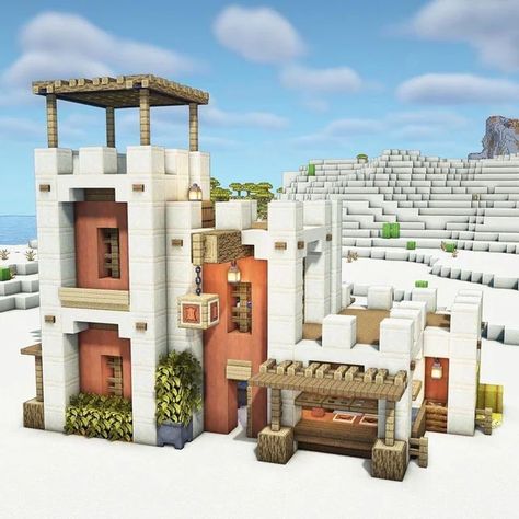 Minecraft Desert House, Minecraft Oasis, Minecraft Small House, Rumah Minecraft Sederhana, Minecraft Structures, Minecraft Interior Design, Desert House, Bangunan Minecraft, Minecraft House Plans