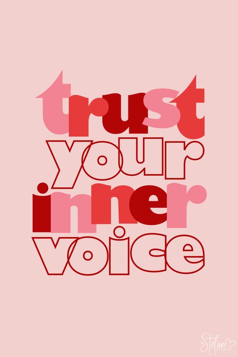 Trust Your Inner Voice Quotes, Inner Voice Art, Trusting Aesthetic, Trust Yourself Aesthetic, Trust Yourself Wallpaper, Motivation Posters Aesthetic, Red Positive Quotes, Trust The Process Aesthetic, Red Quotes Aesthetic