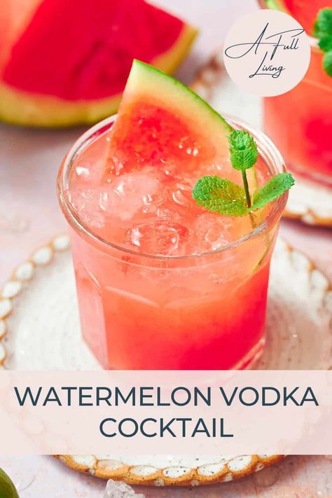 This Watermelon Vodka Cocktail is ready for your next party this summer! Made with juicy and sweet fresh watermelon juice, mint, and a citrusy twist. It's incredibly refreshing, and the perfect cocktail to celebrate the flavors of summertime. Simply Watermelon Juice Cocktail, Watermelon Mint Cocktail, Cocktails With Watermelon Juice, Watermelon Vodka Mixed Drinks, Watermelon Cocktail Vodka, Vermouth Drinks, Watermelon Vodka Drinks, Fresh Watermelon Juice, Watermelon Wine