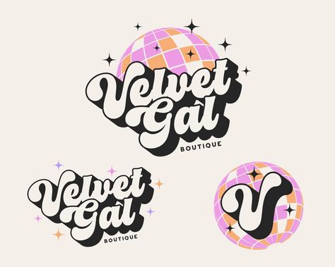 Editable Canva Logo Template - Retro Disco Ball Logo - DIY Fun Colorful Boho Logo Design - Funky Groovy Branding Kit - Preppy Boutique Logo Groovy Branding, Preppy Boutique, Retro Disco Ball, Boho Logo Design, Ball Logo, Canva Logo, Premade Branding, Logo Retro, Trendy Logos