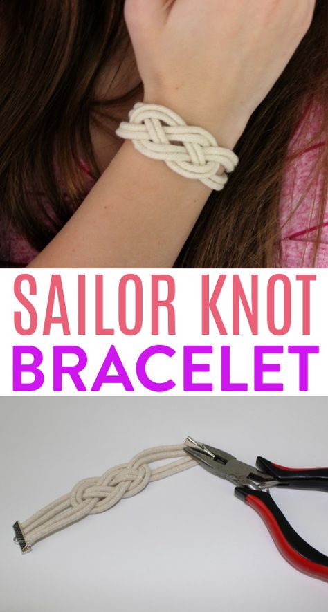 Sailor Knot Bracelet - A Little Craft In Your Day Sailors Knot Bracelet, Sailor Knots Diy, Simple Knot Bracelet, Nautical Knots How To Tie, Paradors Bracelet, Nautical Bracelet Diy, Diy Rope Bracelet, Crafts For Middle Schoolers, Teenage Crafts