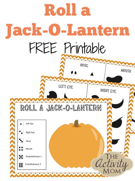 FREE, Printable Roll a Jack-O-Lantern Game PLUS 3 Different Ways to Play  #preschool #toddlers #halloween #freeprintable #gamesforkids #kids #free #dicegame #busybags Jack O Lantern Printable, Lantern Printable, Pumpkin Games, Games Halloween, Pumpkin Activities, Fall Games, Pumpkin Printable, Halloween Printables Free, Halloween Games For Kids