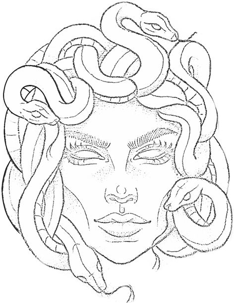 Unique Medusa Tattoo Stencil, Medusa Outline Tattoo, Medusa Tattoo Drawing, Simple Medusa Tattoo, Medusa Tattoo Stencil, Medusa Sketch, Medusa Drawing, Cute Easy Animal Drawings, Barcode Tattoo