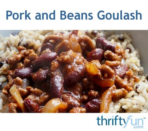 A hearty weeknight dinner using a can of pork and beans as the base. This guide contains a recipe for pork and beans goulash. Goulash With Beans, Goulash With Beans Recipes, Canned Pork And Beans Recipe, Pork And Beans Recipe For Canning, Recipes Using Canned Pork And Beans, Pork And Beans Recipe Canned, Pork Beans Recipe, Homemade Pork And Beans, Hamburger Goulash