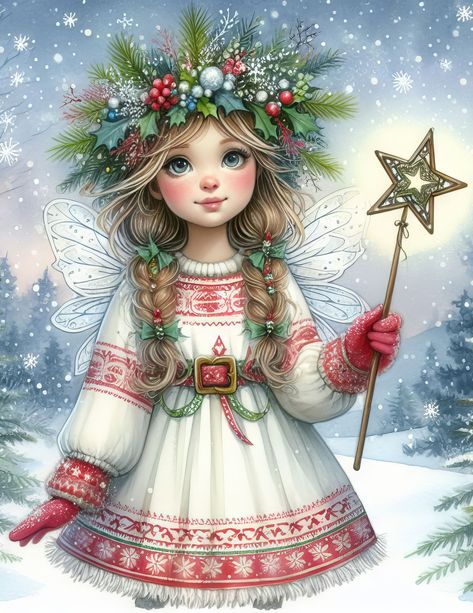 Fairy Clipart, Fairy Images, Elves And Fairies, Winter Fairy, Images Vintage, Christmas Fairy, Fairy Angel, Christmas Images, Vintage Santas