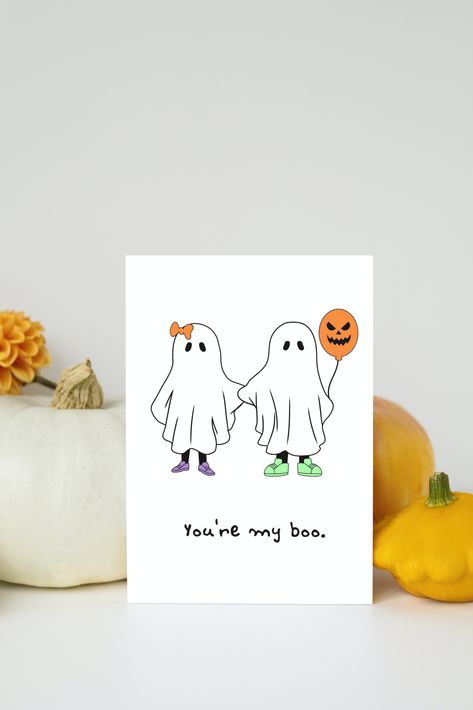 Diy Halloween Cards For Boyfriend, Halloween Anniversary Cards, Diy Happy Anniversary Cards, Halloween Handmade Cards, Anniversary Card Printable, Halloween Cards Diy, Yt Ideas, Pun Cards, Lovers Card