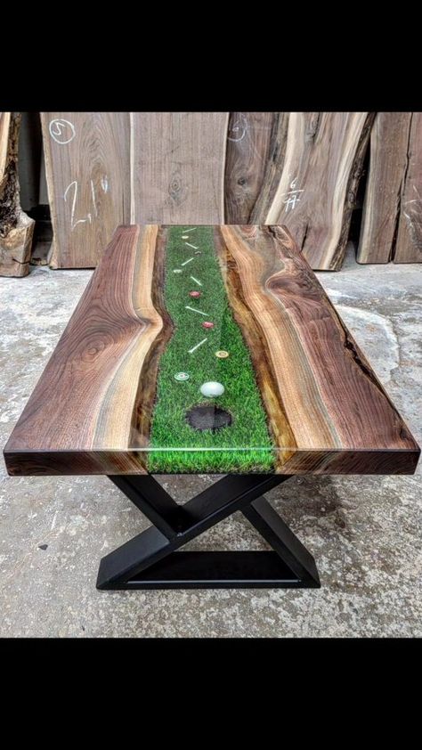 backyardresin on Instagram: Golf Coffee Table ⛳ Order Yours Now On Our Website Link In Our Profile Bio 👆 Resin Dining Table, Resin And Wood Diy, Resin Table Top, Golf Art, Side End Table, Epoxy Resin Table, Walnut Coffee Table, Diy Coffee Table, Unique Tables