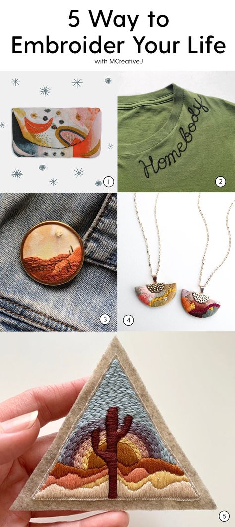 Ways To Use Embroidery, At Home Crafts, Embroidery Punch Needle, Art Cross Stitch, Embroidered Shirts, Embroidered Clutch, Visible Mending, Fiber Artist, Chic Necklace