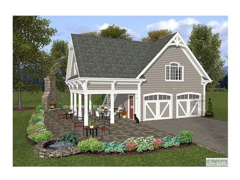 Garage Loft Plan, 007G-0004 Garage With Living Quarters, Garage Plans With Loft, Garage Apartment Plan, Loft Plan, Carriage House Plans, Patio Grande, Garage Loft, In-law Apartment, Garage Apartment Plans