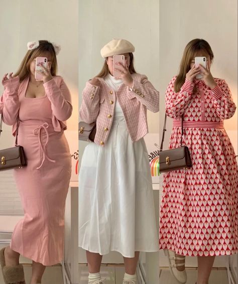 Japanese Street Fashion Plus Size, Clothes For Fat Girls Outfits, Plus Size Kpop Outfits, Cute Modest Outfits Plus Size, Girly Outfits Curvy, Midsize Fashion 2023, Chubby Dress Outfit, Korean Big Size Fashion, Girly Outfits Plus Size