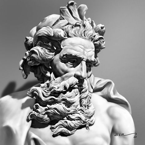 Neptune Statue, Poseidon Statue, Zeus Statue, Chicanas Tattoo, Poseidon Tattoo, Zeus Tattoo, Ancient Greek Sculpture, Statue Tattoo, Greek Mythology Tattoos